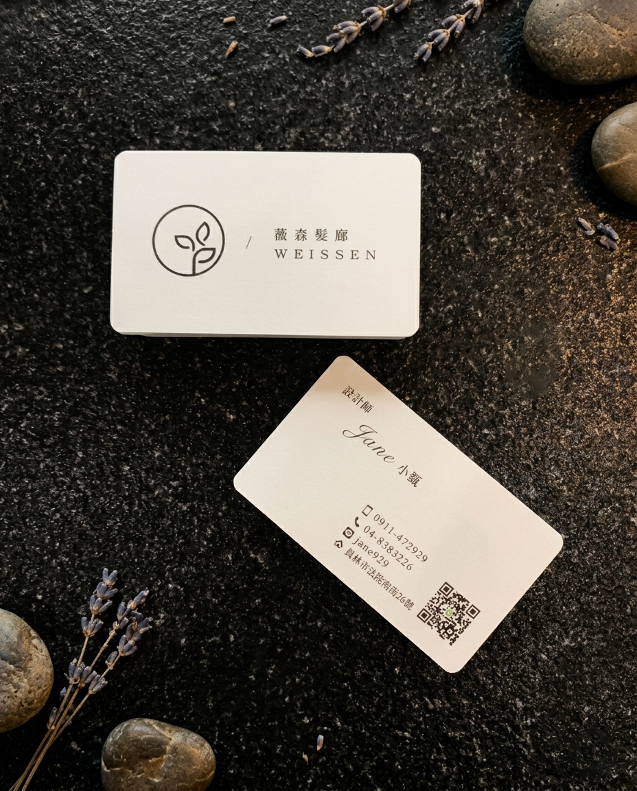 薇森髮廊設計師名片品牌標識