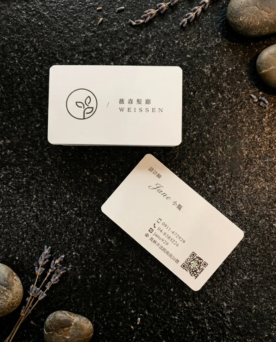 薇森髮廊設計師名片品牌標識